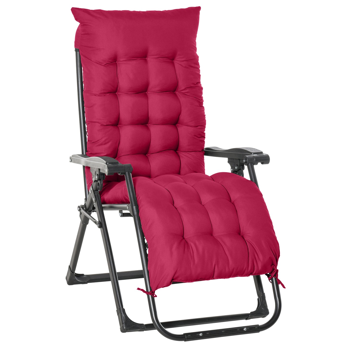 Reclining Zero Gravity Chair with Adjustable Backrest, Folding Garden Sun Lounger, Outdoor Recliner with Removable Cushi