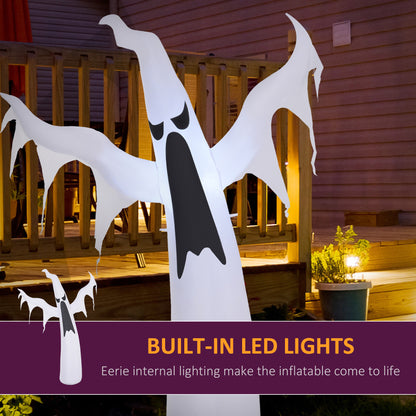6FT Tall Halloween Inflatable White Ghost, Outdoor Blow Up Yard Decoration with LED Lights for Garden, Lawn, Party, Holi