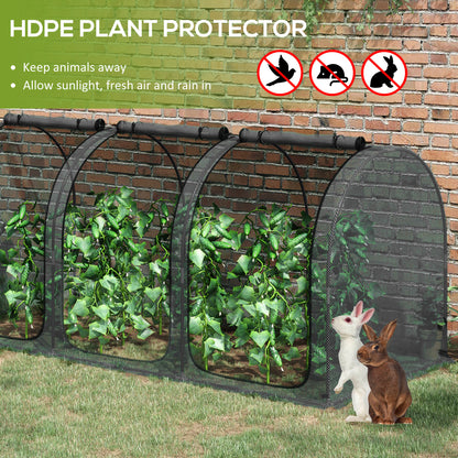 9' x 4' Crop Cage, Garden Plant Protector, with 3 Zippered Doors and 4 Ground Stakes, for Garden, Yard, Lawn, Black
