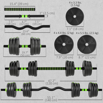 Soozier Adjustable Dumbbell Set, 3 in 1 Weights Dumbbells Set for Home Gym, 55lb Free Weights with Connector and Non-Sli