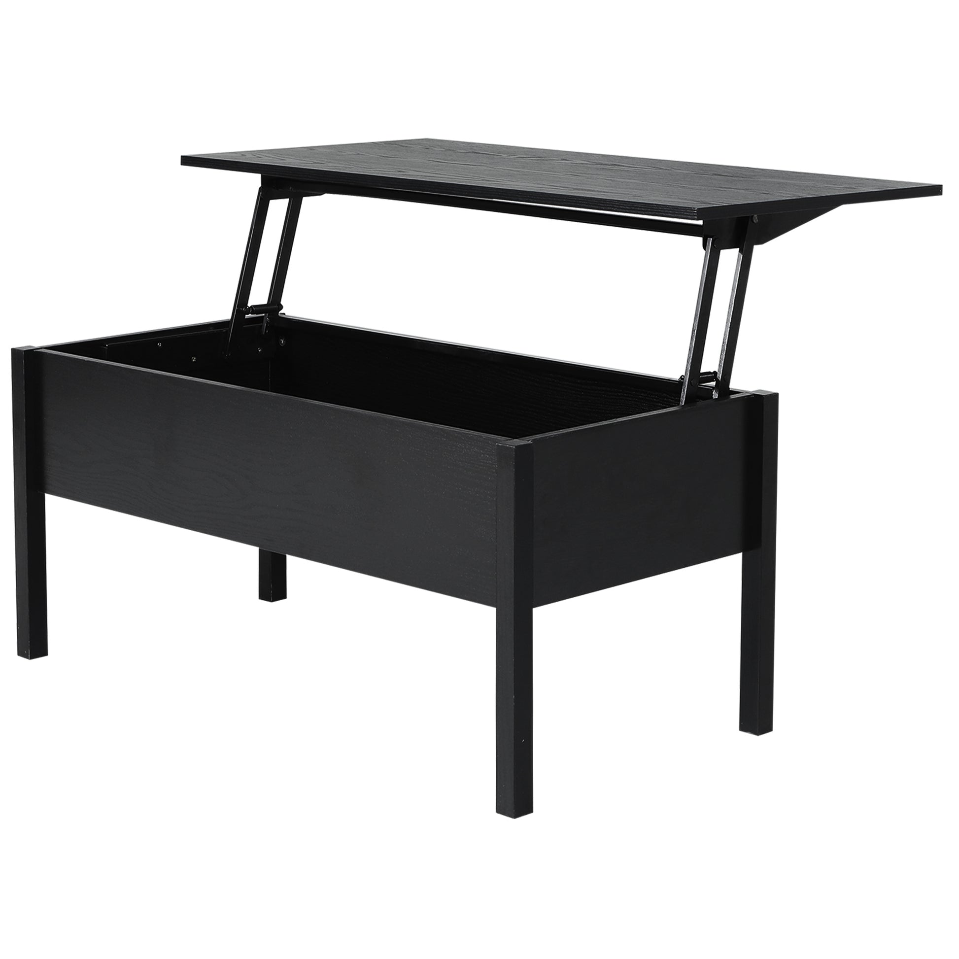 39" Modern Lift Top Coffee Table with Hidden Storage Compartment, Center Table for Living Room, Black