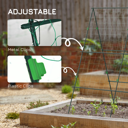 71" x 71" Metal Cucumber Trellis with Netting for Climbing Plants Vegetables, A Frame Tomato Plant Support Tomato Trelli