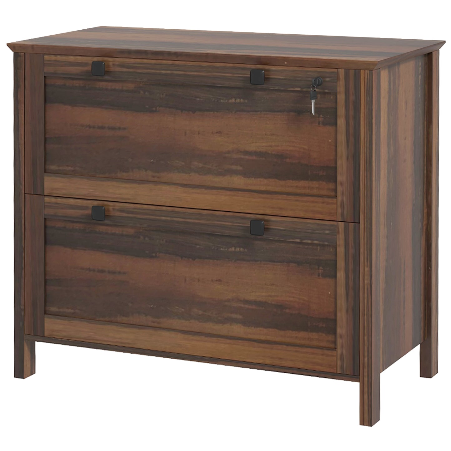 2 Drawer File Cabinet, Lockable Filing Cabinet with Adjustable Hanging Bar for Letter, A4 and Legal Size, Brown