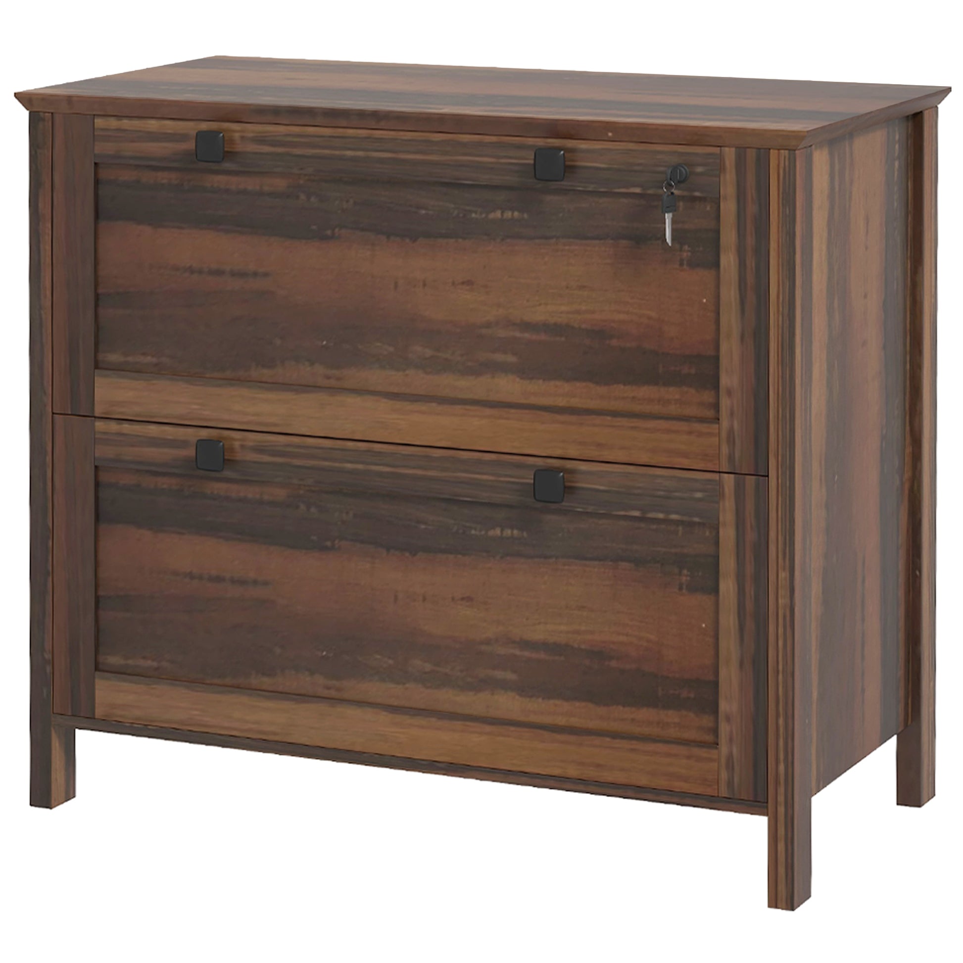 2 Drawer File Cabinet, Lockable Filing Cabinet with Adjustable Hanging Bar for Letter, A4 and Legal Size, Brown