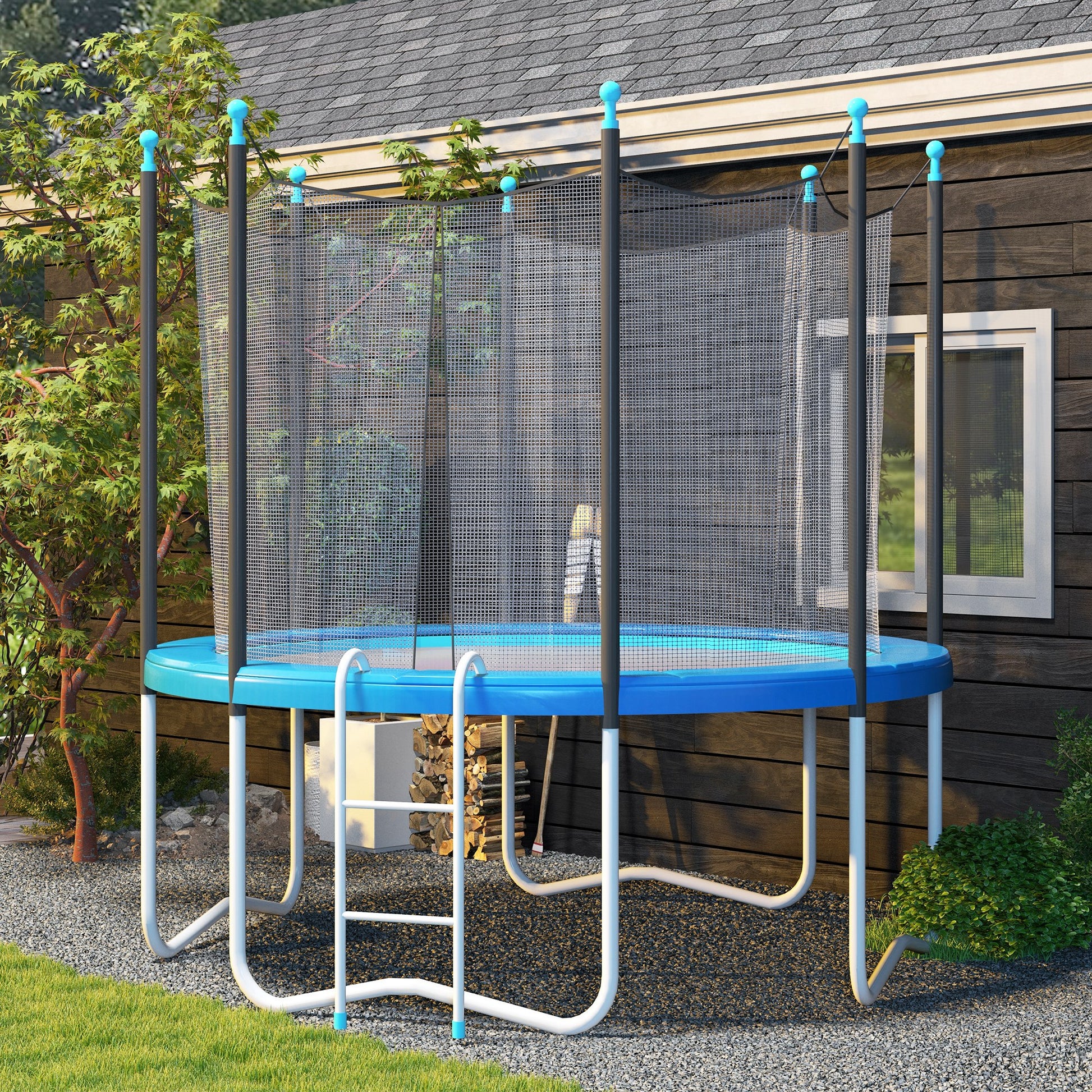 Soozier 14ft Trampoline Replacement Pad Trampolining Replacement Jump Bounce Exercise GYM Pad Only Light Blue