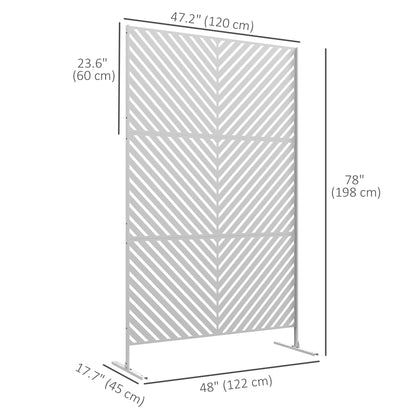 6.5FT Decorative Outdoor Divider, Metal Privacy Screen with Stand, Triangle Style, White
