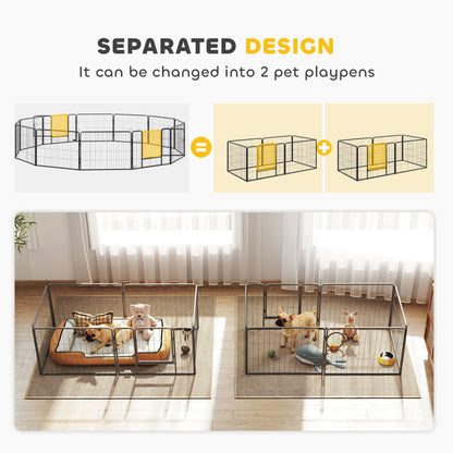 Dog Playpen, 31.5"W Heavy-Duty Metal Puppy Play Pen, Pet Exercise Fences for Outside and Indoor, DIY Design with Door fo