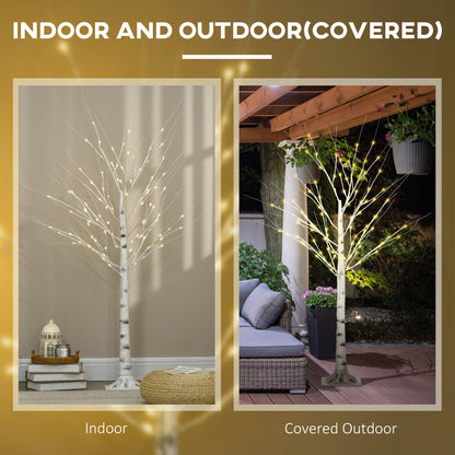 5 ft Artificial Birch Tree Light with Pre-Lit LED Light for Home Party, Indoor and Covered Outdoor Use