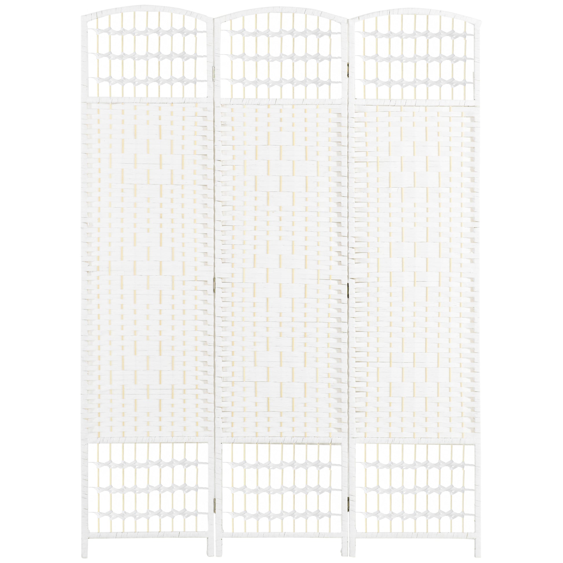 3 Panel Folding Room Divider, Portable Privacy Screen, Wave Fiber Room Partition for Home Office, White
