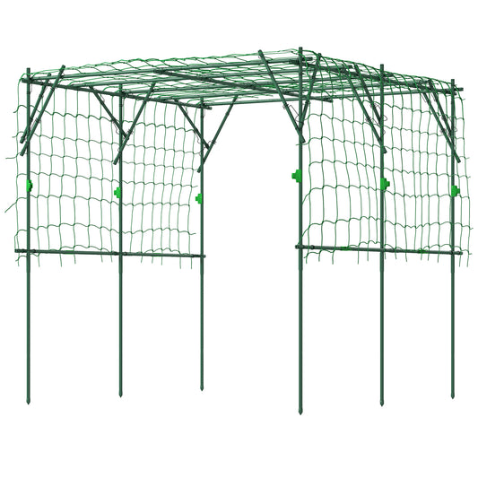 Garden Arch Cucumber Trellis for Climbing Plants, 7.3 FT Tall Metal Plant Trellis Support with Climbing Net, Green