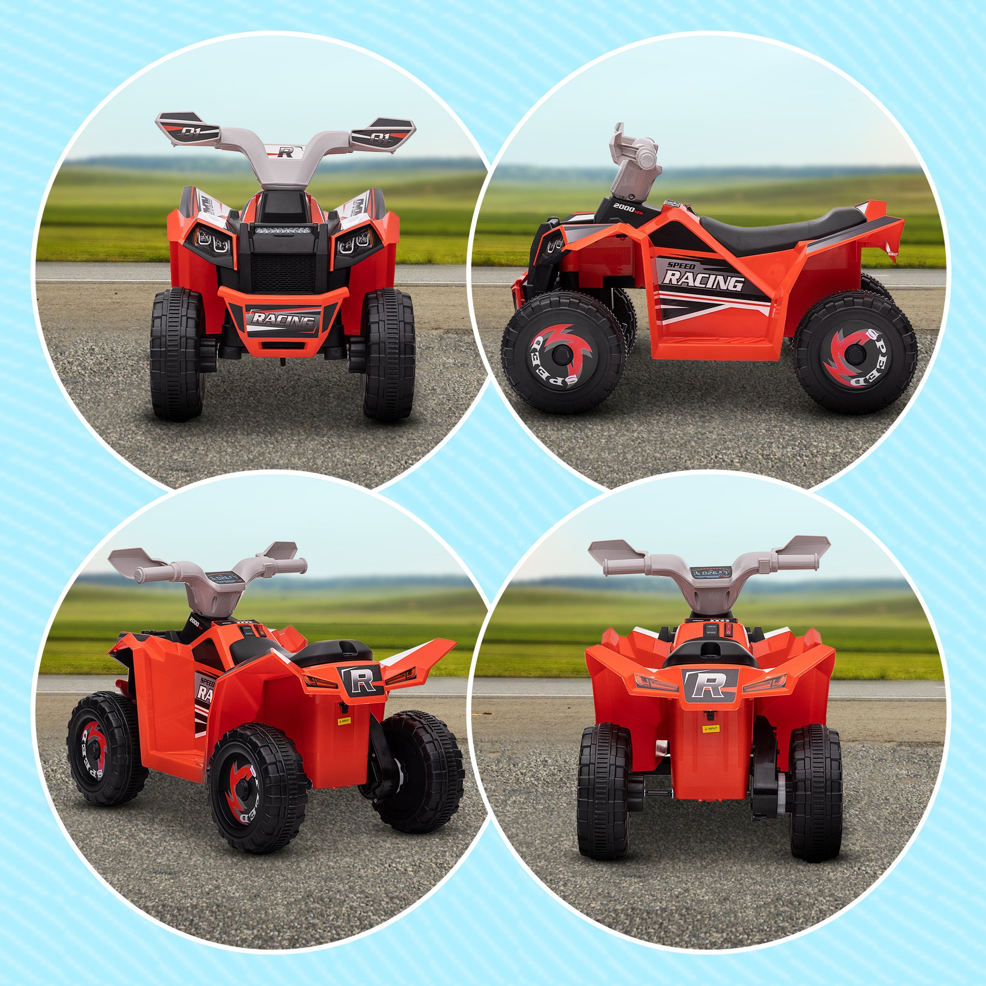 VarietyKart 6V Quad Kids Electric Car with Wear-resistant Wheels, for Boys and Girls Aged 18-36 Months, Red
