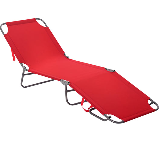 Folding Outdoor Lounge Chair, Portable Reclining Beach Lounger with Breathable Mesh Fabric, Sun Lounge Bed Camping Cot f