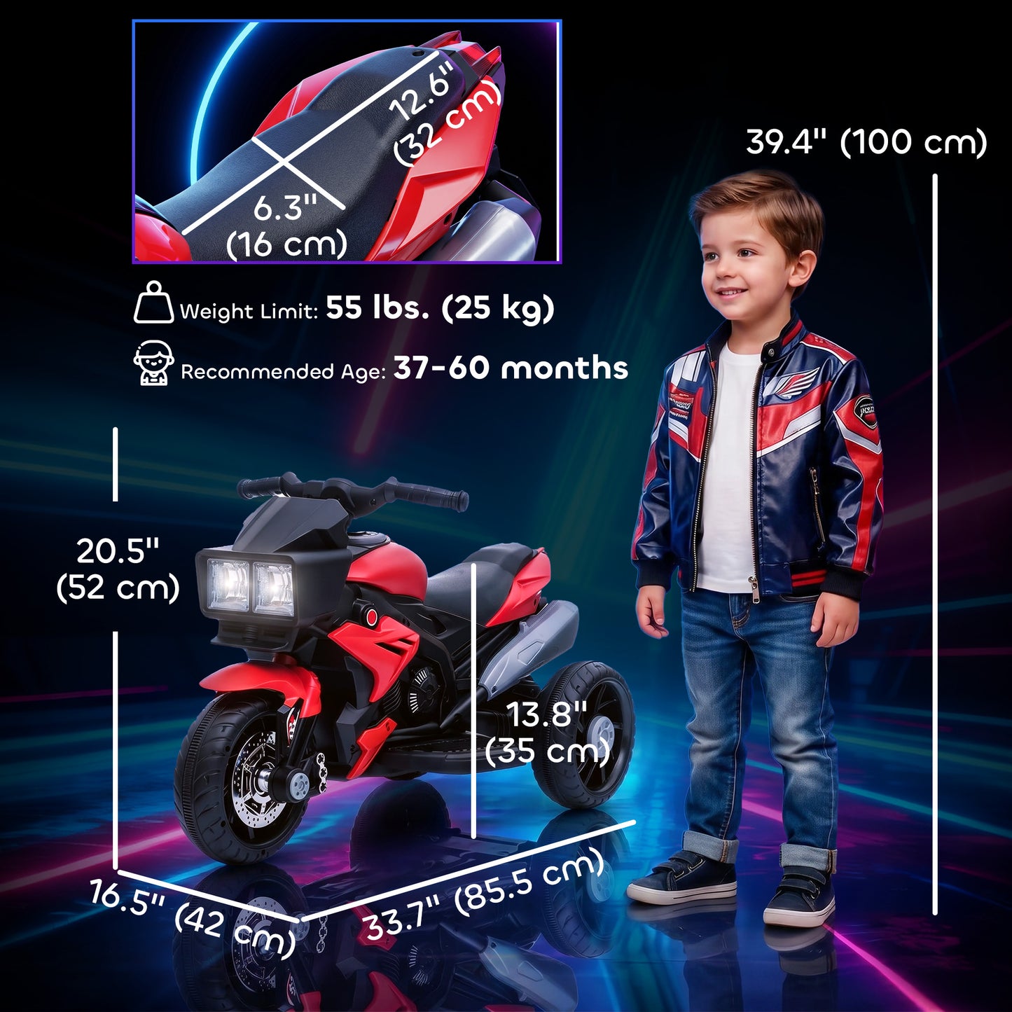VarietyKart Kids Electric Pedal Motorcycle Ride-On Toy 6V Battery Powered w/ Music Horn Headlights Motorbike for Girls B