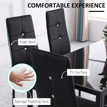 Set of 4 Modern Style Dining Chairs, Button Tufted High Back Side Chairs with Upholstered Seat, Steel Legs for Living Ro