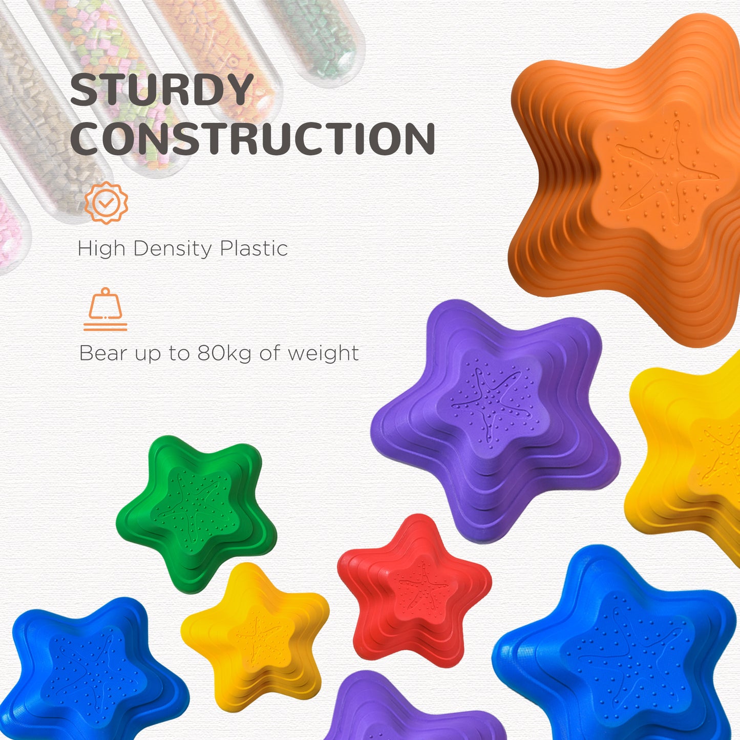 6PCs Larger Size Balance Stepping Stones for Kids with Non-slip Bottom, Stackable Obstacle Course Outdoor Indoor,  Play 