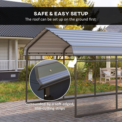 10' x 15' Metal Carport, Heavy Duty Garage Car Shelter with Galvanized Metal Roof and Removable Sidewalls, Dark Grey