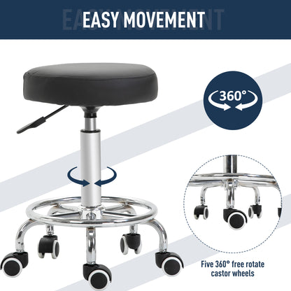 Adjustable Swivel Salon Stool Hydraulic PU Barber Rolling Massage Tattoo Chair Bar Beauty SPA Seat, Black