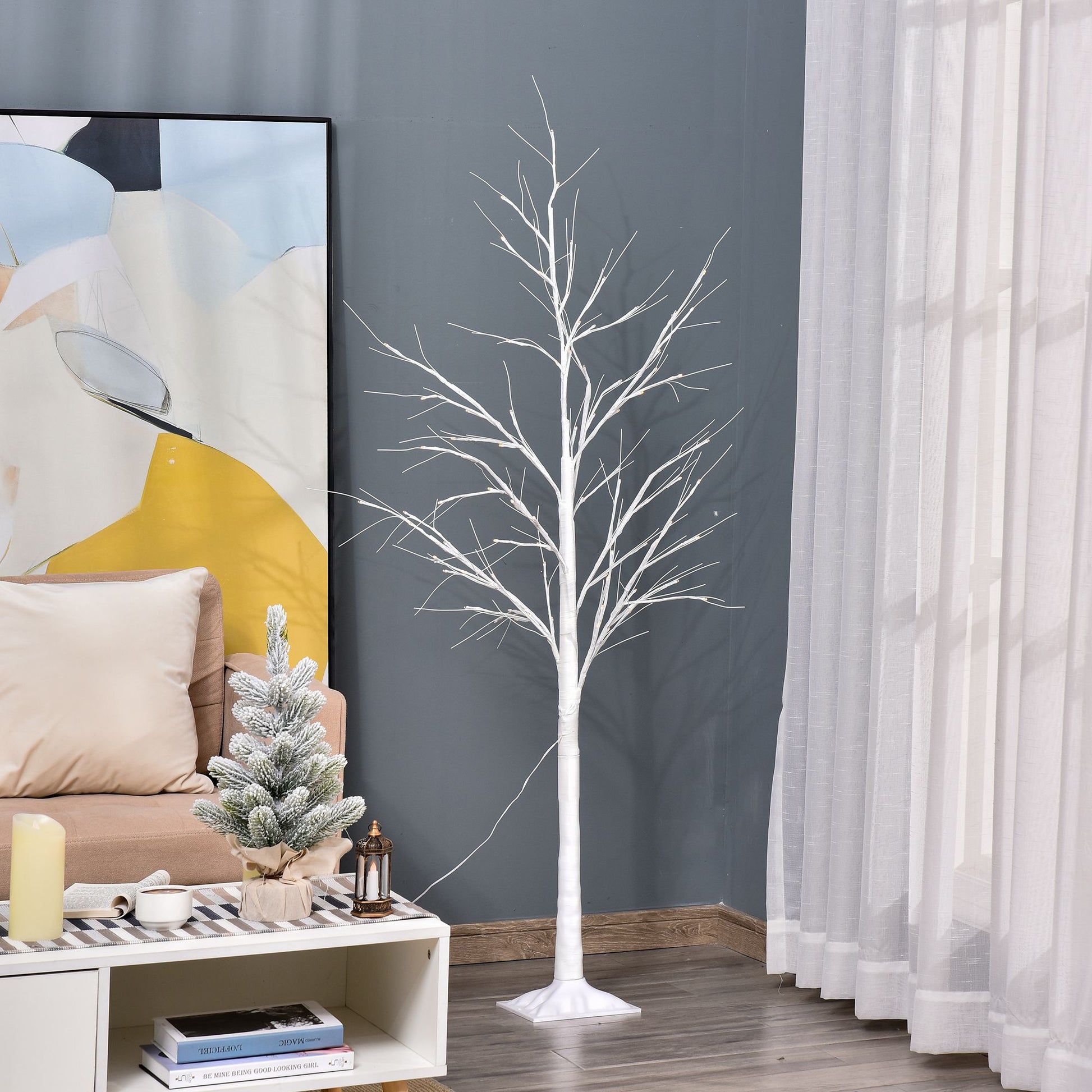 5FT Garden Birch Tree Light with 58 Warm LEDs and 8 Light Modes, DIY Artificial Tree Lamp for Outdoor and Indoor Birthda