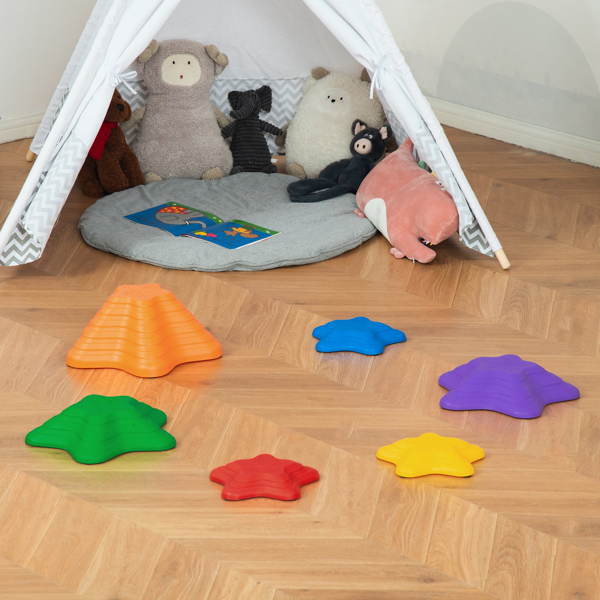 6PCs Larger Size Balance Stepping Stones for Kids with Non-slip Bottom, Stackable Obstacle Course Outdoor Indoor,  Play 