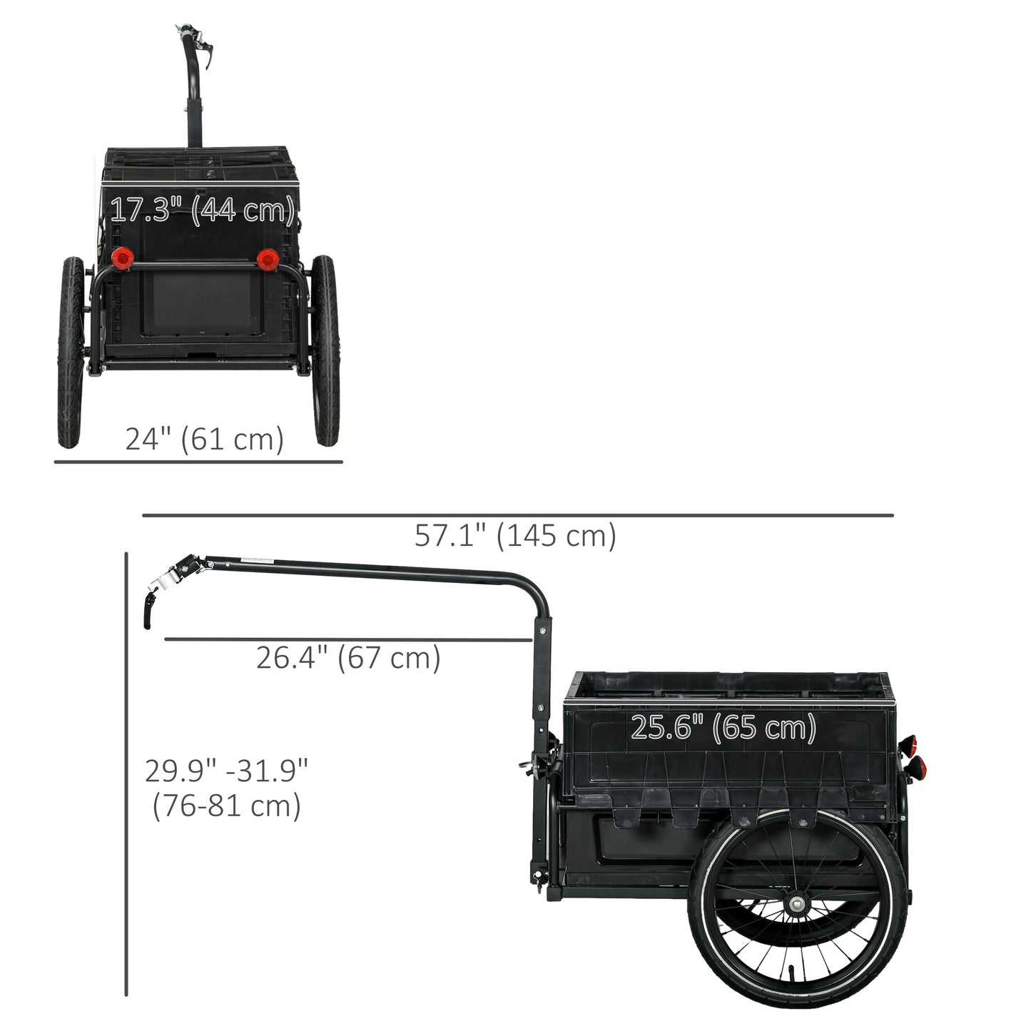VarietyKart Steel Trailer for Bike, Bicycle Cargo Trailer with Foldable Storage Box and Safe Reflectors, Max Load 88LBS,