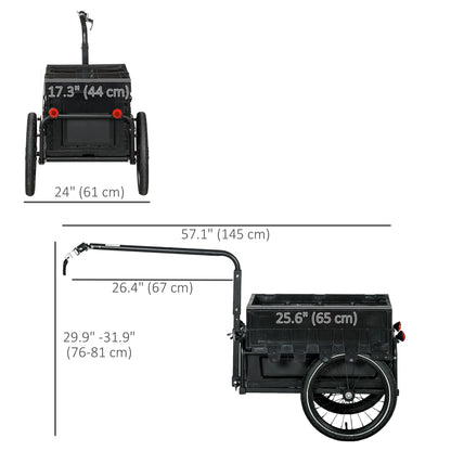 VarietyKart Steel Trailer for Bike, Bicycle Cargo Trailer with Foldable Storage Box and Safe Reflectors, Max Load 88LBS,
