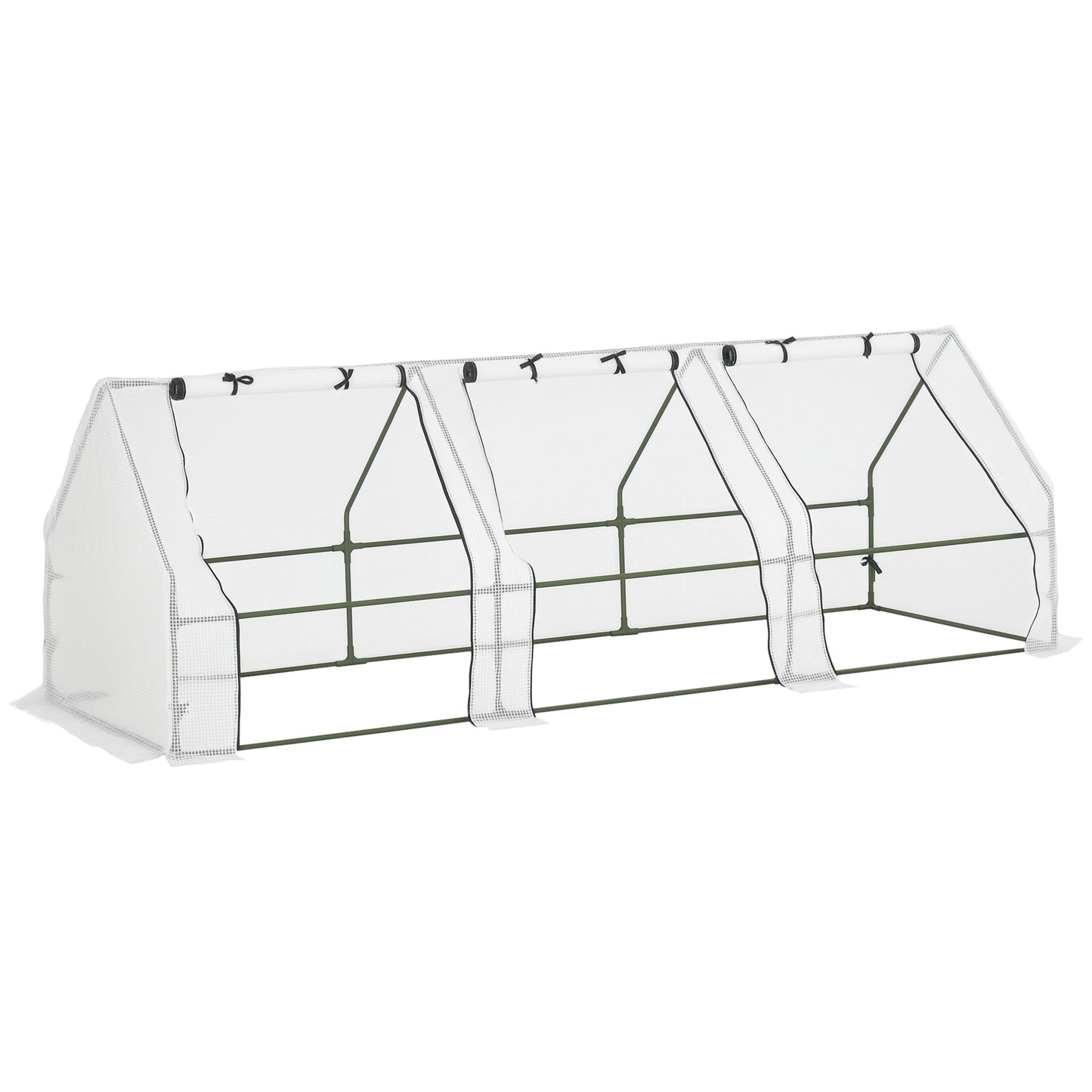 9' x 3' x 3' Outdoor Mini Greenhouse, Portable Tunnel Greenhouse with Large Zipper Doors and PE Cover for Garden, White