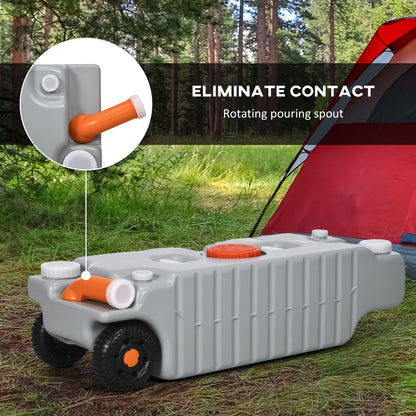 19.8 Gallon Portable RV Water Tank, Waste Water Storage Tank, with Rotating Drain Spout, Level Indicator and 3 Wheels