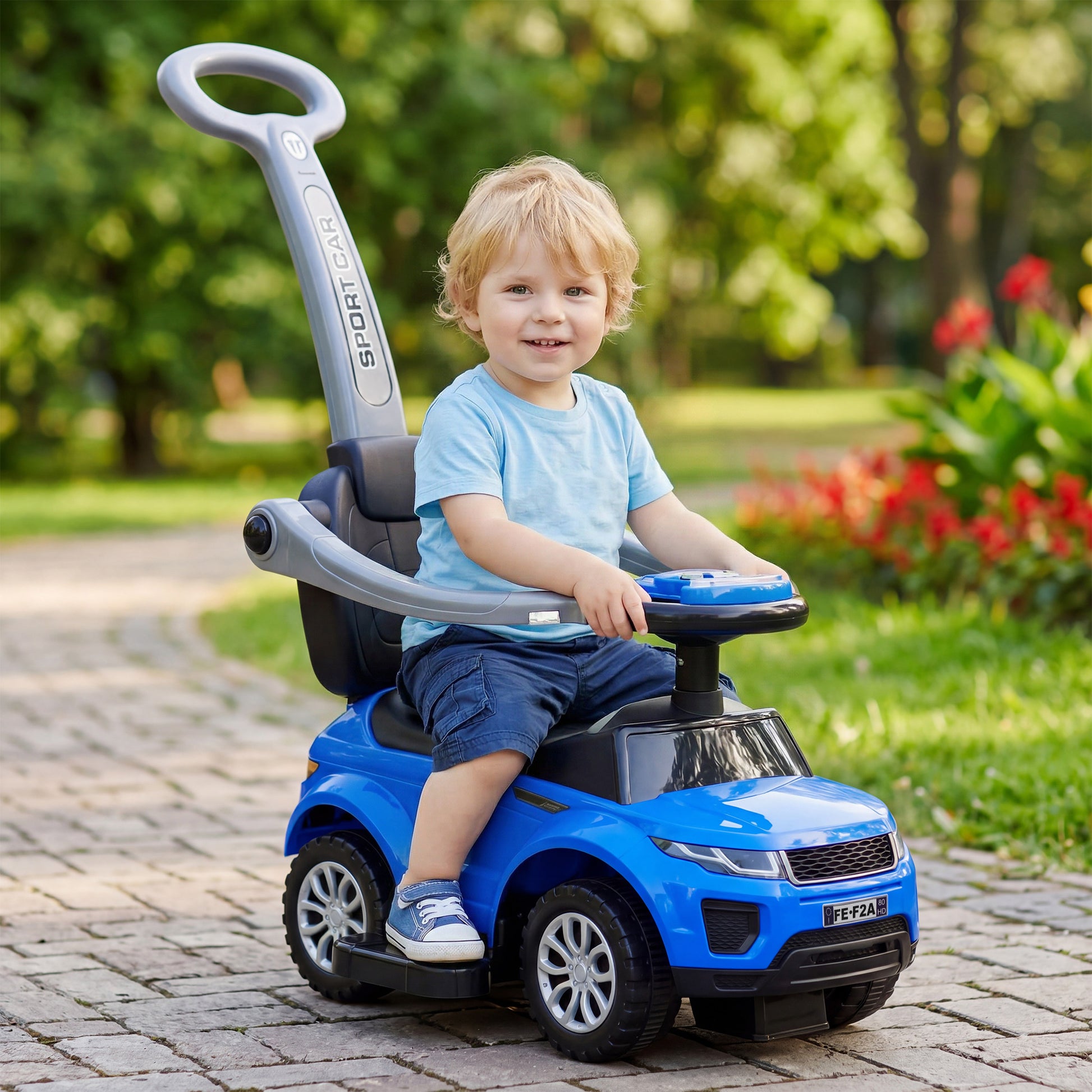 VarietyKart 3 in 1 Kid Ride on Push Car, Toddlers Sliding Walking Car, with Horn, Music, Light, Parent Control Handle, S