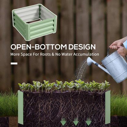 2Pcs 2' x 2' x 1' Galvanized Raised Garden Bed Kit, Square Outdoor Metal Planter Box with Open Bottom for Vegetables, Fl