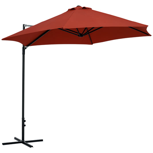8.5FT Offset Patio Umbrella with 360° Rotation, Outdoor Cantilever Roma Parasol Hanging Sun Shade Canopy Shelter with Cr