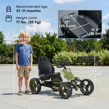 VarietyKart Pedal Go Kart with Adjustable Seat, EVA Tyres, Safety Handbrake, for Ages 3-6 Years Old, Green