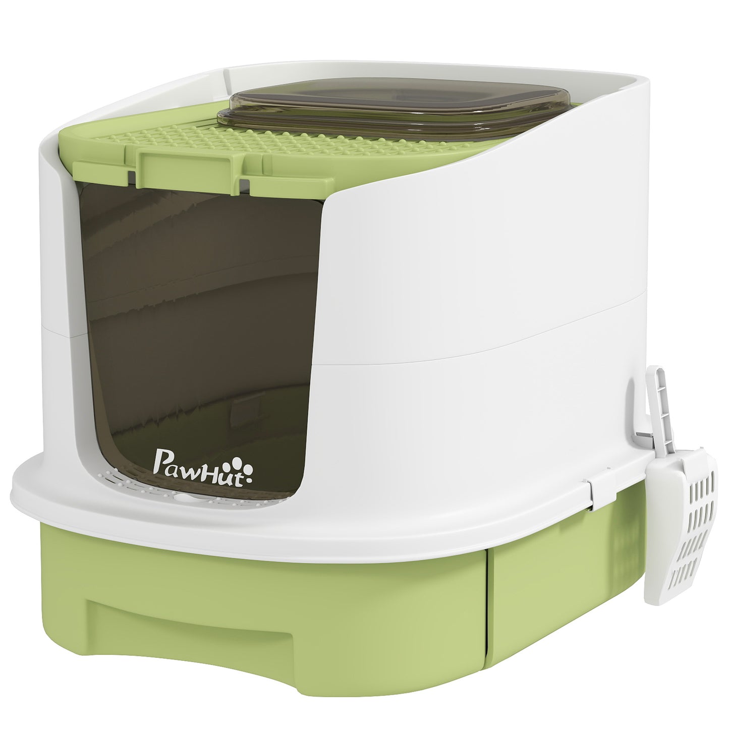 Enclosed Cat Litter Box with Lid, Scoop, Top Entry, Deodorization Bags, Drawer Type Cat Litter Tray, Easy to Clean, Gree