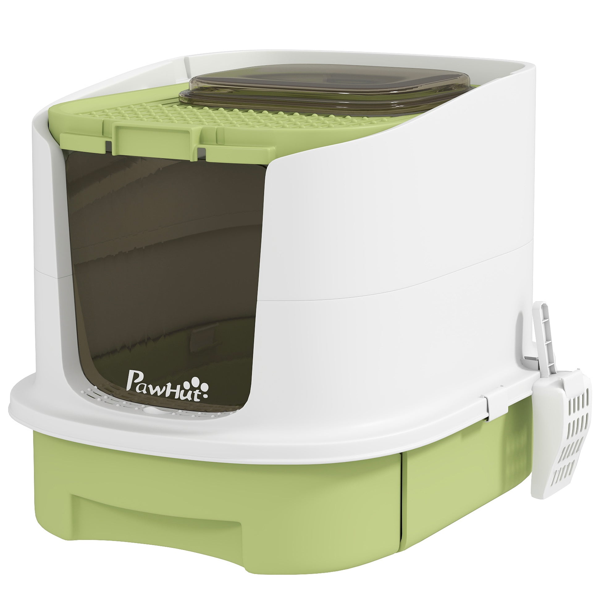 Enclosed Cat Litter Box with Lid, Scoop, Top Entry, Deodorization Bags, Drawer Type Cat Litter Tray, Easy to Clean, Gree