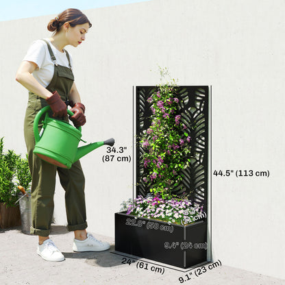 Metal Garden Bed with Trellis for Climbing Plants, Freestanding or Wall Mounted Flower Bed for Garden, Patio, Balcony