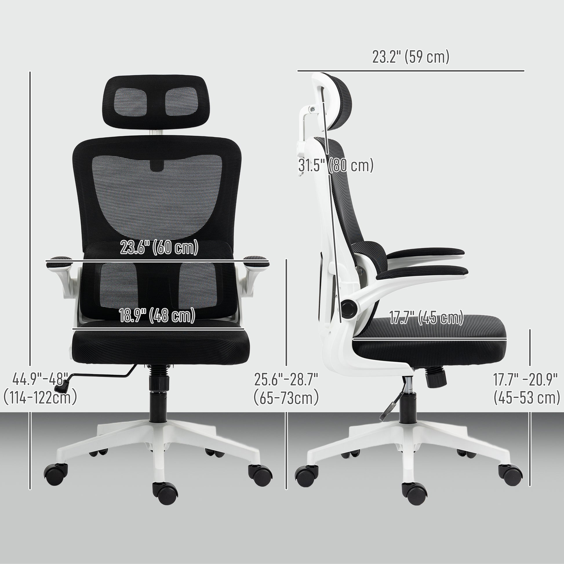 High Back Office Chair, Mesh Computer Desk Chair with Rotatable Headrest, Lumbar Back Support, Adjustable Height, Black