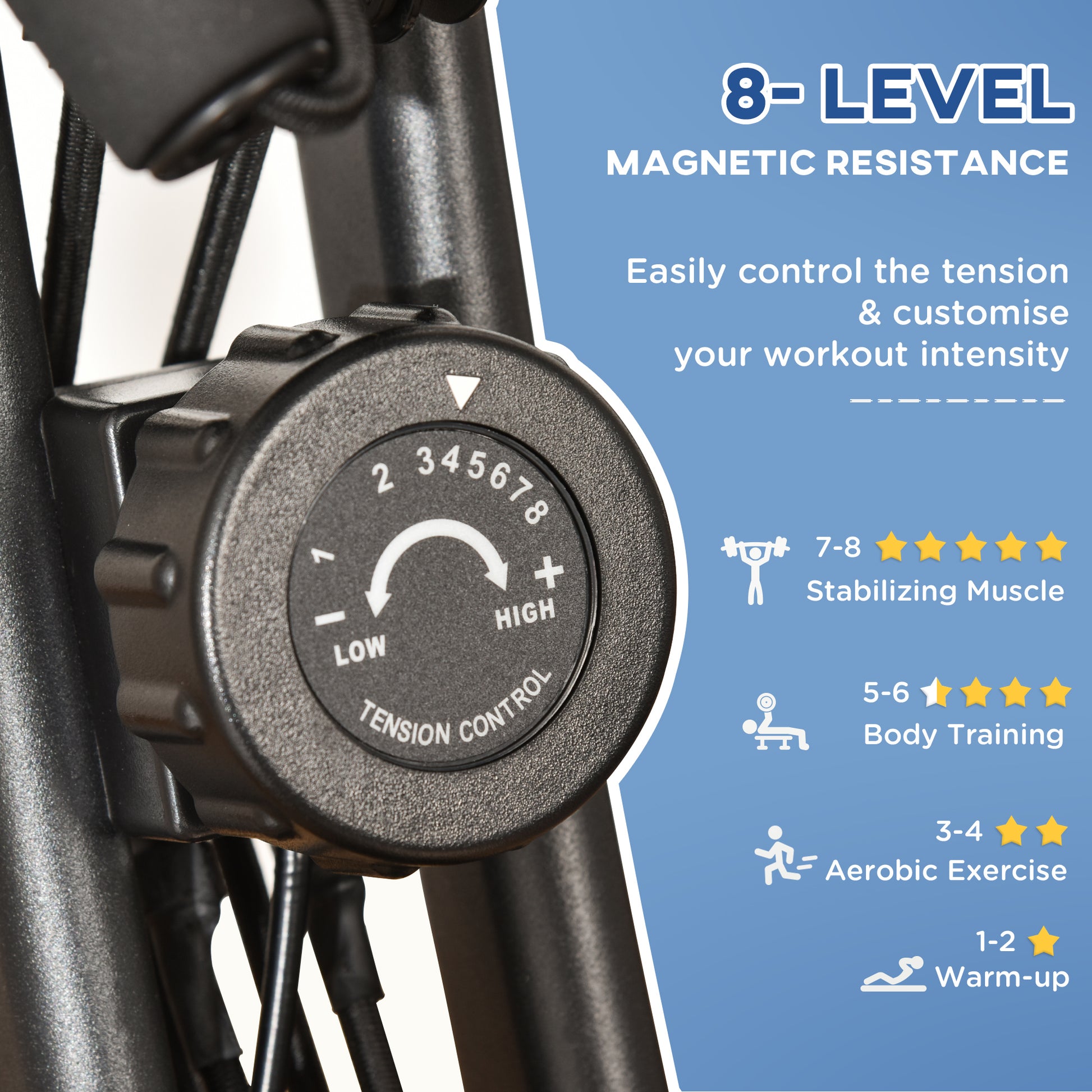 Soozier 3 in 1 Folding Exercise Bike, Foldable Stationary Bike with 8-Level Magnetic Resistance, Adjustable Seat, Black