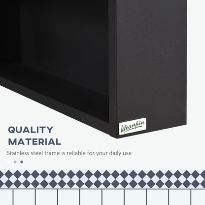 Bathroom Medicine Cabinet, Wall-Mounted Mirror Cabinet with Single Door, Storage Shelves and Stainless Steel Frame for L