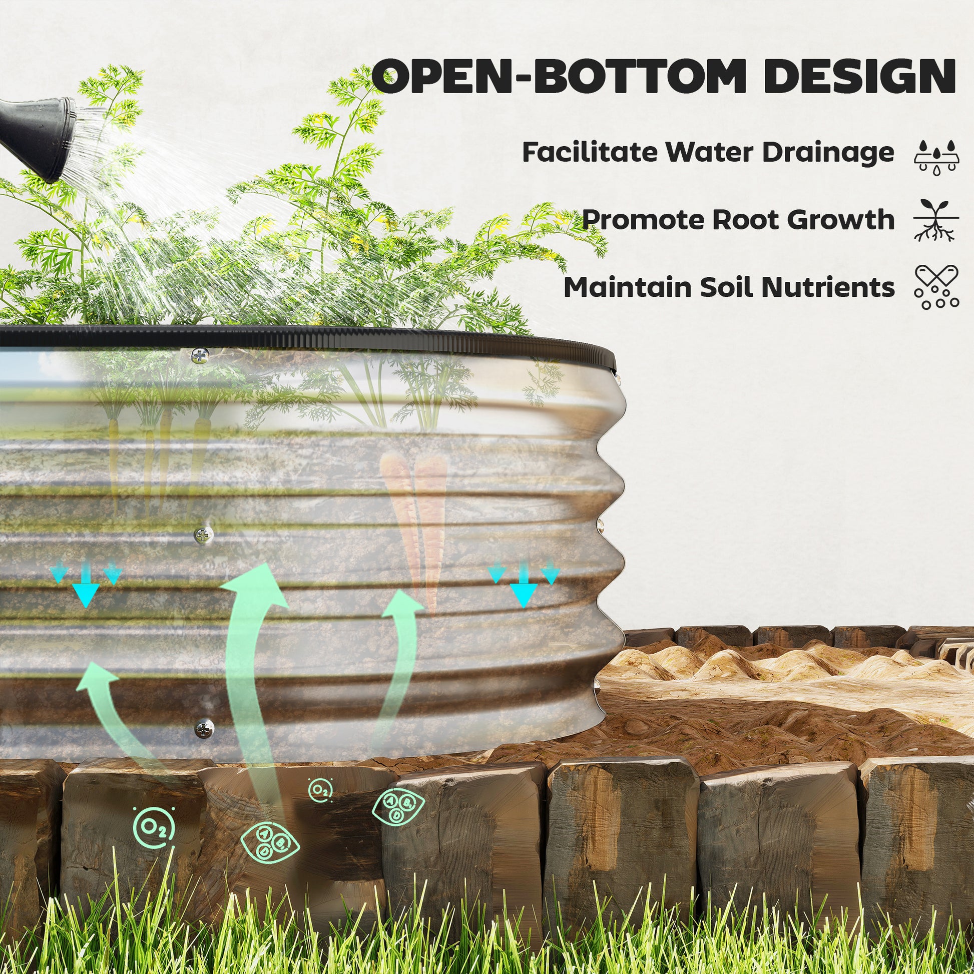 Galvanized Raised Garden Bed, 6 x 2 x 1 Modular Metal Garden Beds with Rubber Strip Edging, Heavy-Duty Outdoor Planter B