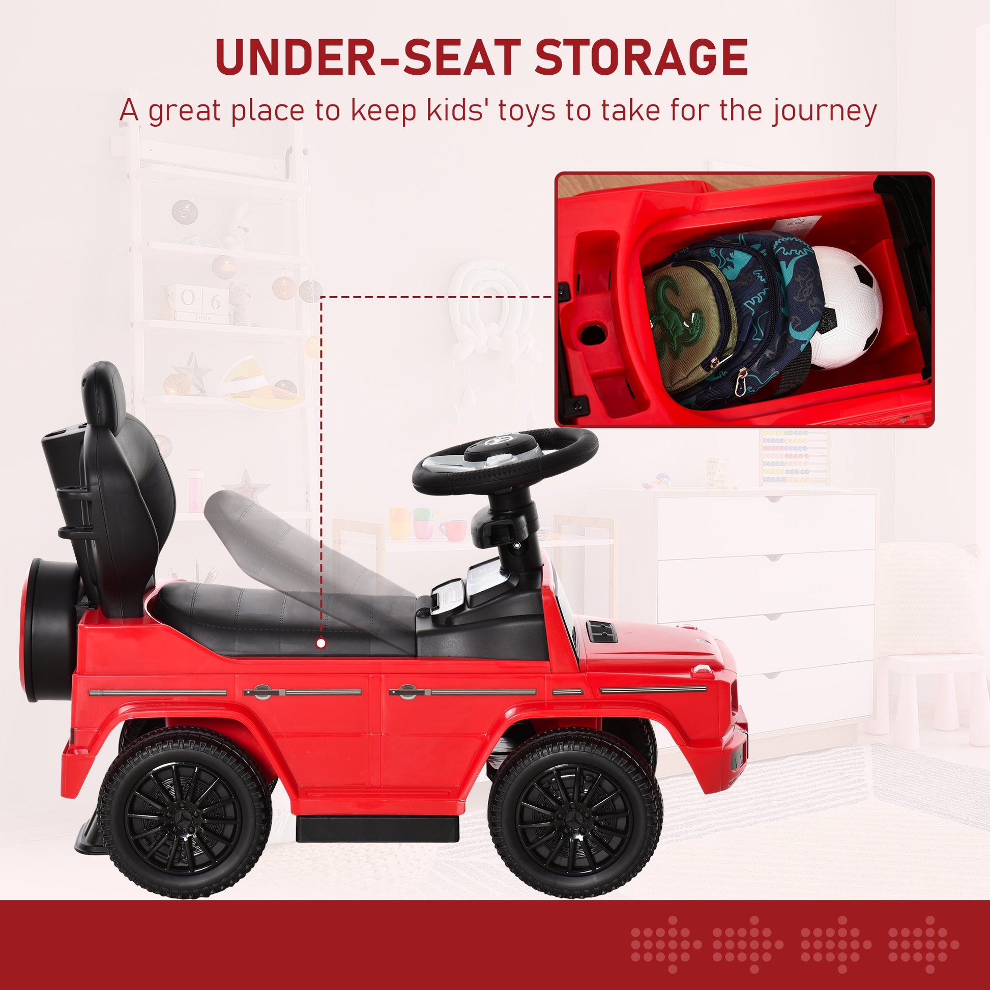 VarietyKart Mercedes-Benz G350 Licensed Push Car, 3-in-1 Toddler Sliding Car with Horn, Steering, Foot Rest, Seat Storag