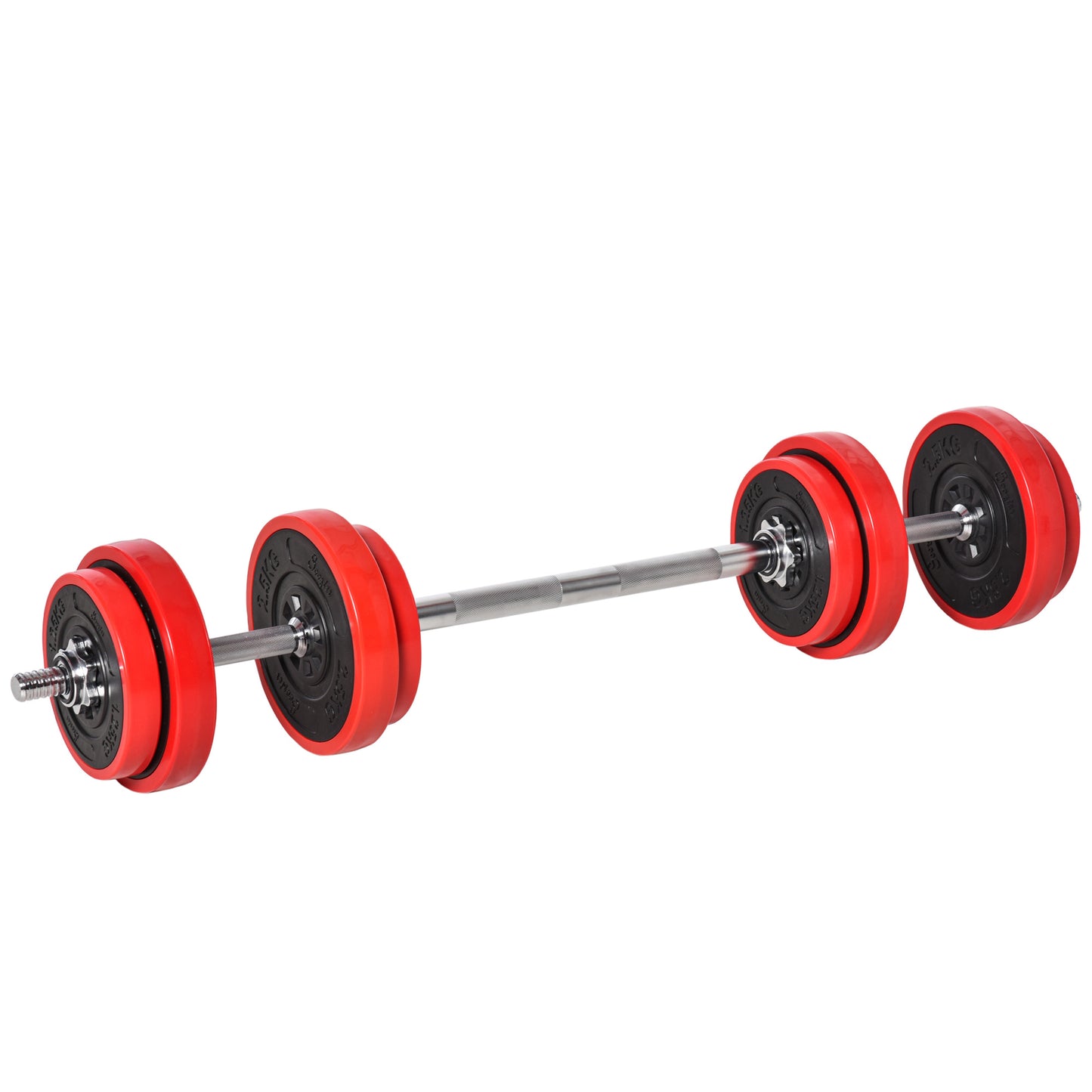 Soozier 44lbs 2-In-1 Dumbbell & Barbell Adjustable Set Strength Muscle Exercise Fitness Plate Bar Clamp Rod Home Gym Spo