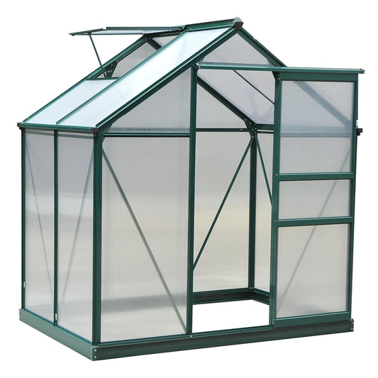 6.2' x 4.3' x 6.6' Clear Polycarbonate Greenhouse Large Walk-In Green House Garden Plants Grow Galvanized Base Aluminium