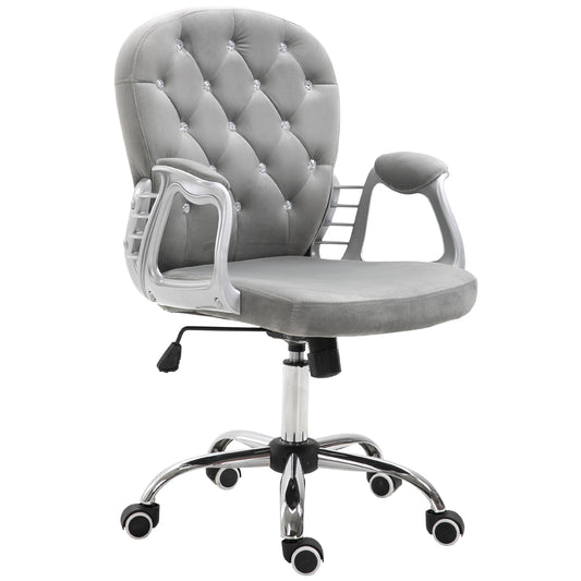 Office Chair, Comfortable Computer Desk Chair with Padded Seat and Adjustable Height, Tufted Back, Grey