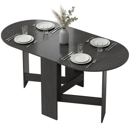 Oval Folding Dining Table, Space Saving Drop Leaf Kitchen Table for Dining Room, Living Room, Black