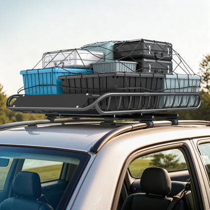 Soozier Roof Rack Cargo Carrier Basket, 150LBS Heavy Duty Roof Basket, 46" x 36" x 4.5" Rooftop Cargo Carrier for SUV, T