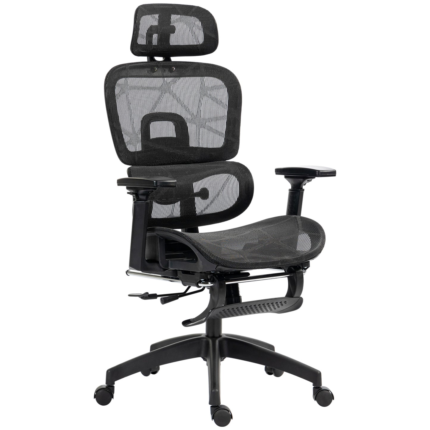 Mesh Office Chair with 3D Armrest, High Back Desk Chair with Lumbar Support, 135° Reclining, Adjustable Headrest, Black