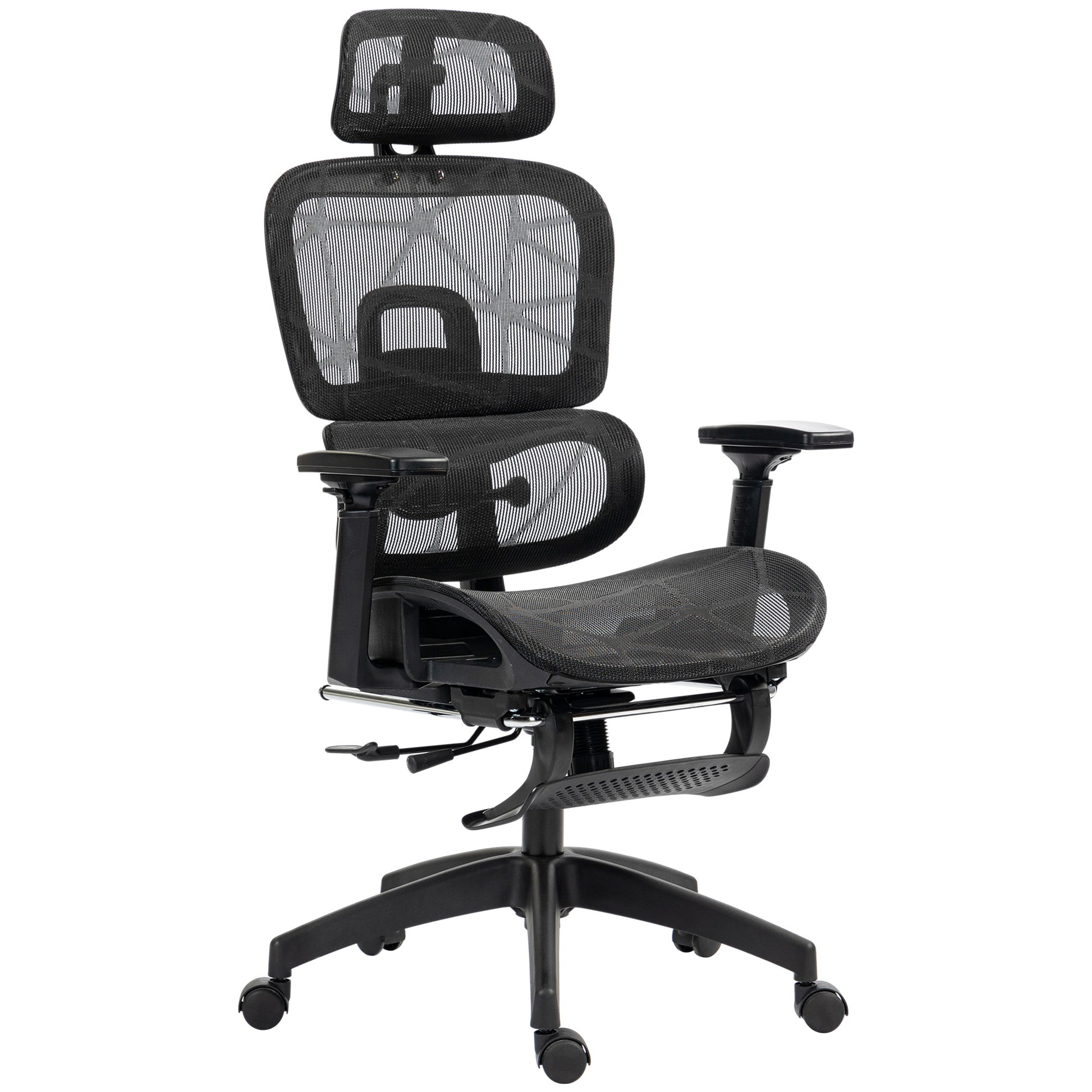 Mesh Office Chair with 3D Armrest, High Back Desk Chair with Lumbar Support, 135° Reclining, Adjustable Headrest, Black