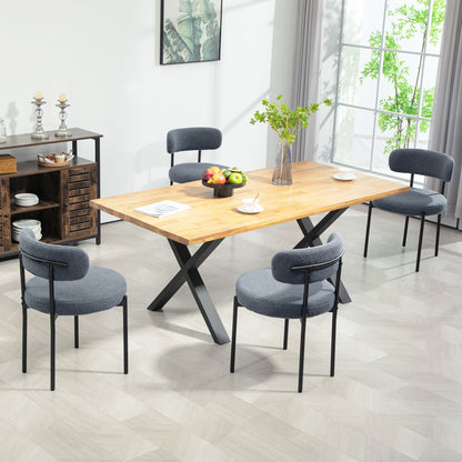4 Pieces Kitchen Chairs, Modern Dining Chairs w/ Berber Fleece Upholstery and Steel Legs for Living Room, Grey