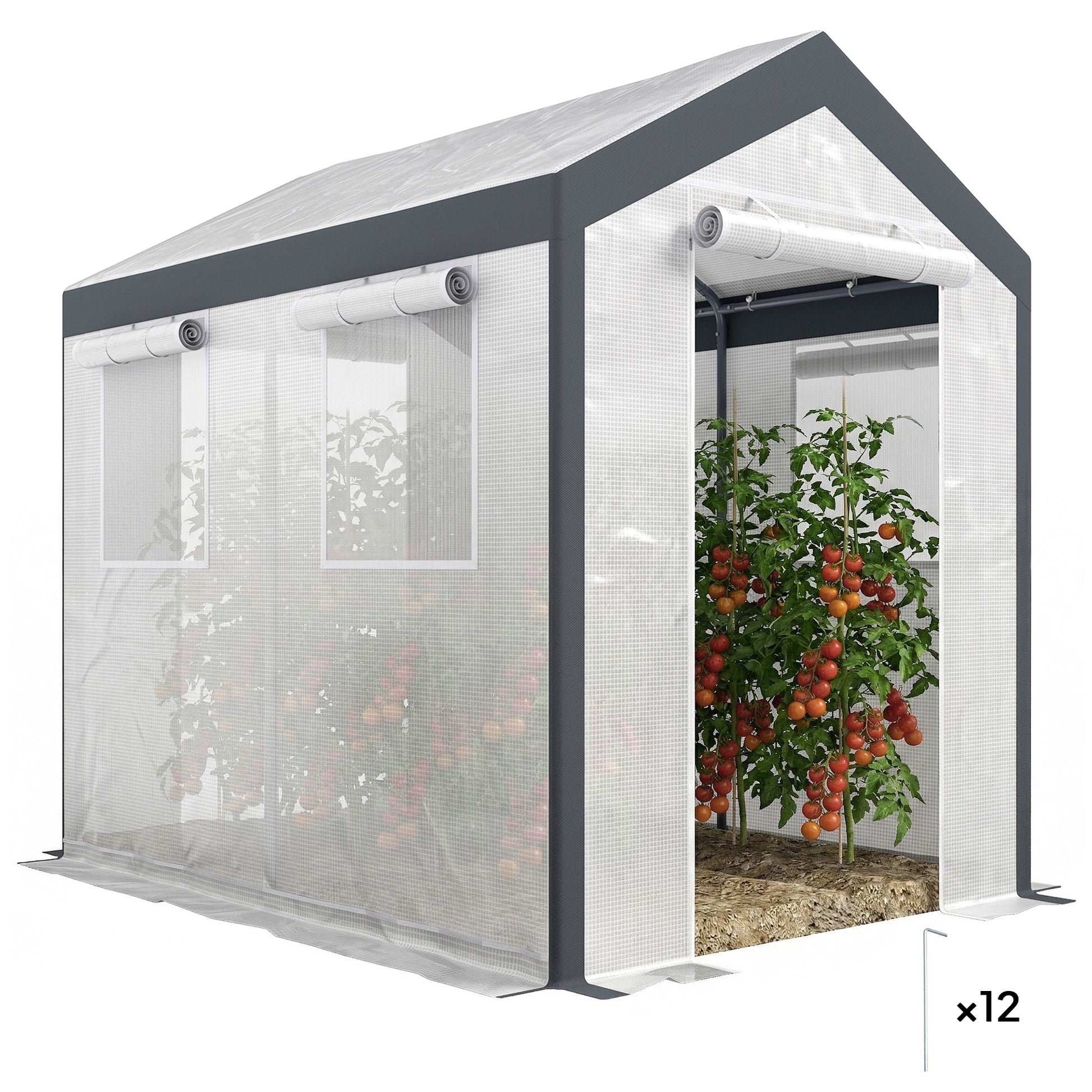 8' x 6' x 7.5' Heavy-duty Walk-in Greenhouse Outdoor Vegetable Plants Growing Warm House Seed Plant Growth Tent Polytunn
