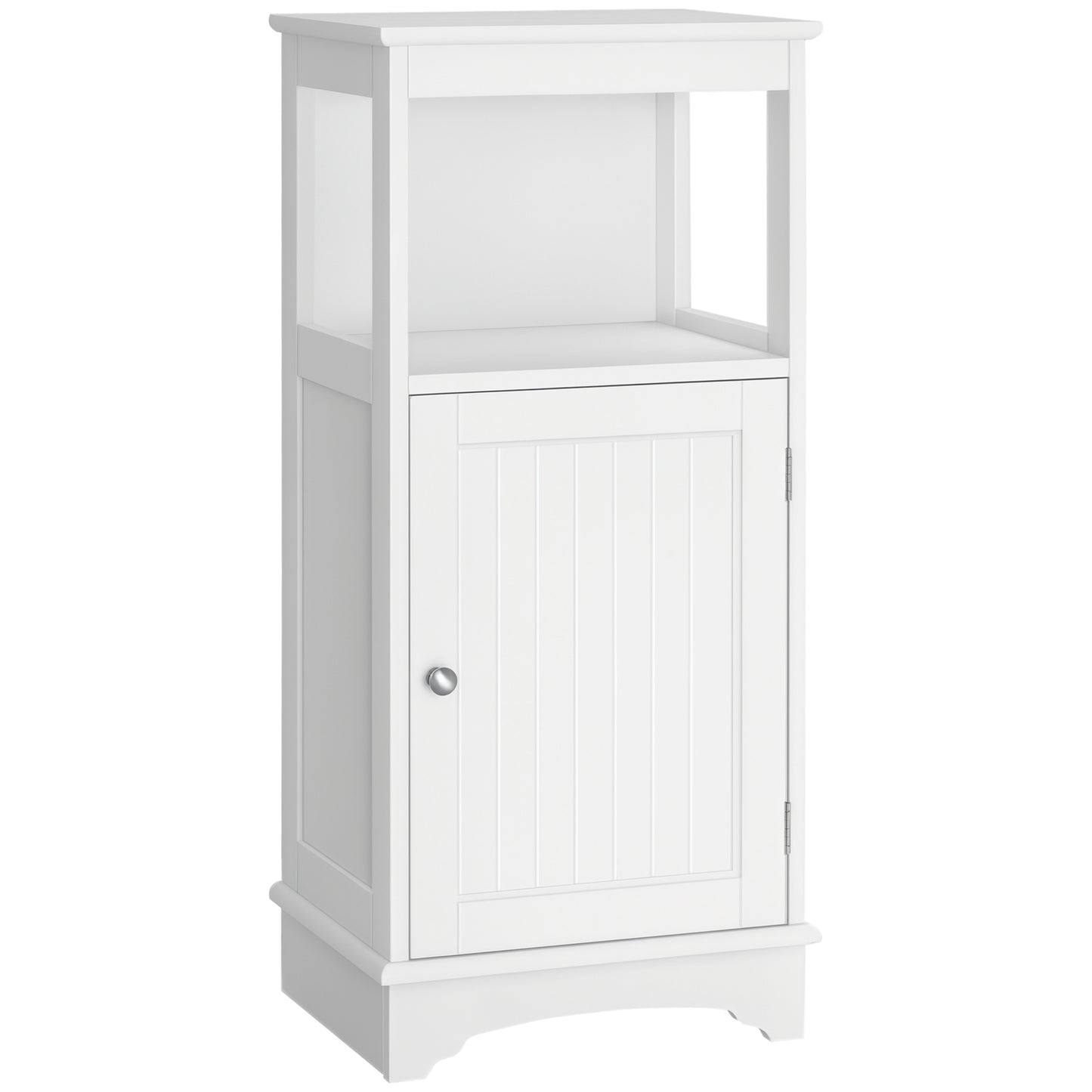 Modern Bathroom Floor Cabinet with Open Shelf, Freestanding Storage Organizer Unit with Single Door for Home Office, Liv