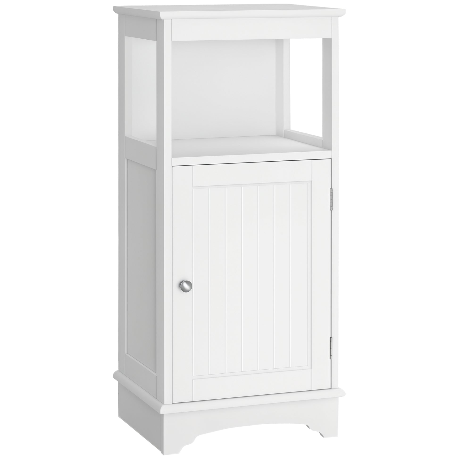 Modern Bathroom Floor Cabinet with Open Shelf, Freestanding Storage Organizer Unit with Single Door for Home Office, Liv